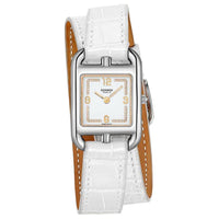 HERMES Wrist Watch Quartz Movement Cowhide Strap 23×23mm White Dial Women's Watch