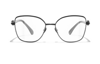 CHANEL Alloy Acetate Metal Irregular Shape Eyeglass Frames Men's Black