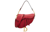 DIOR Saddle Grain Calfskin Saddle Bag, Shoulder Bag, Crossbody Bag, Handbag Women's Red