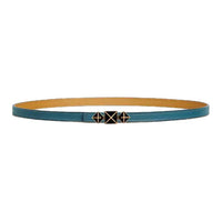 HERMES Gold Plated Leather Belts Women's Denim Blue/Cookie Width 1.3CM