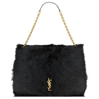 SAINT LAURENT Jamie Lambskin Handbag Shoulder Bag Large Size Women's Black