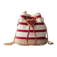PRADA Cotton Shoulder Bag Mini Women's Pomegranate Yellow & Red