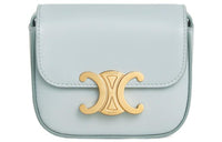 CELINE Triomphe Arc De Triomphe Calfskin Shoulder Bag, Crossbody Bag Mini Women's Soft Blue