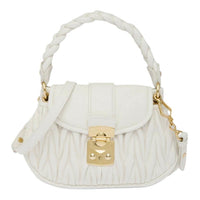MIU MIU Sheepskin Controller Handbag Shoulder Bag Crossbody Bag Women's White