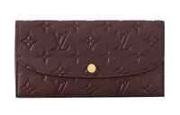 LOUIS VUITTON Embossed Cow Leather Wallet Women's Burgundy