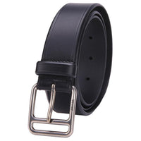 PRADA Carving Badge Cow Leather Leather Belts Men's Black