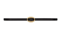 SAINT LAURENT Oval Logo Lettering Engraved Smooth Buckle Cow Leather Leather Belts Women's Black Width 1.5CM