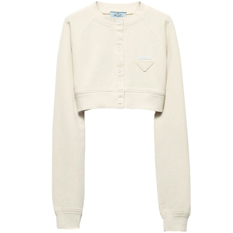 PRADA SS24 Cropped Coat Women's Vanilla White