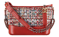 CHANEL Gabrielle Calfskin Crossbody Bag Small Size Women's Red