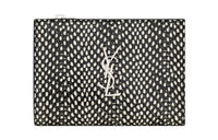SAINT LAURENT CASSANDRE Calfskin With Lambskin Wallet Women's Black