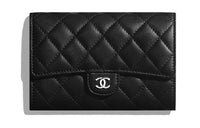 CHANEL Lambskin Flap Wallet Women's Black