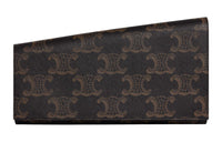 CELINE Triomphe Canvas paneled Calfskin Trim Clutch Women's Tawny