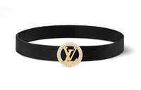 LOUIS VUITTON Letter Logo Smooth Buckle Leather Belts Women's Black Width: 3.5cm