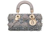 DIOR Embroidery Shoulder Bag Crossbody Bag Handbag Extra Mini Women's Gray