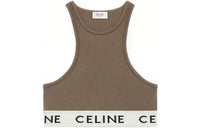 CELINE Women's Sports Bra In Athletic Knit Khaki/Cream
