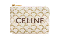 CELINE Canvas Clutch Card Holder Coin Purse Women's Yellow/White