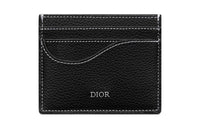 DIOR Grained Calfskin Saddle Card Holder Women's Black