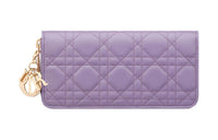 DIOR Lady Dior Lambskin Card Holders Clutches Wallets Women's Light Purple