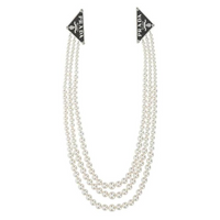PRADA 925 Sterling Silver Resin Pearl Necklaces Women's Silver
