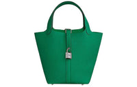 HERMES Picotin Lock Cow Leather Basket Bag Bucket Bag 18 Women's Jasper
