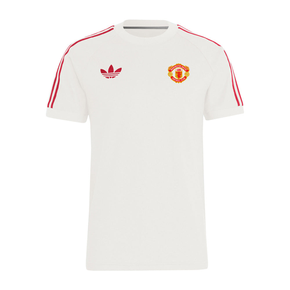 adidas Manchester United Adicolor Classics 3-Stripes T-Shirt Asia Sizing 'White Red' IY0045