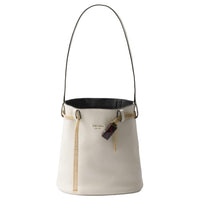 PRADA Calfskin Bucket Bags Shoulder Bags Women's White & Black