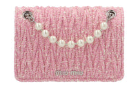 MIU MIU Tweed Crossbody Bag Shoulder Bag Women's Pink