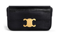 CELINE Triomphe Lizard Skin Shoulder Bag Handbag Shoulder Bag Crossbody Bag Women's Black