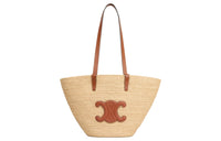 CELINE Plant Material With Cow Leather Binding Handbag, Shoulder Bag Women's Tawny