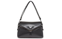 PRADA Soft Sheep Leather Shoulder Bag Women's Black