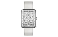 CHANEL BOY · FRIEND Wrist Watch Manual Mechanical Movement Satin Strap Silver Dial Women's