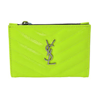SAINT LAURENT Calfskin Wallet Small Size Women's Lime