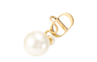 DIOR Pearl Single Hoop Earrings Women's White