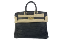 HERMES Birkin Matte Crocodile Leather Birkin Bag Handbags Women's Noir Black