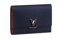 LOUIS VUITTON Capucines Taurillon Leather Wallet Women's Blue