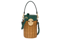 MIU MIU Wicker Shoulder Bag Women's Honey Billiards Green