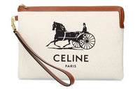 CELINE Cow Leather Clutch Regular Women's Ecru