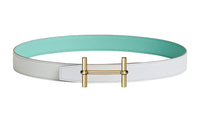 HERMES Gold Buckle Epsom Calfskin Belt Women's White Width: 3.2cm