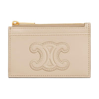 CELINE Calfskin Card Holder Women's Natural