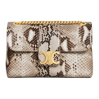 CELINE Victoire Snake Skin Shoulder Bag Women's Natural