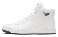 PRADA Downtown High Top Sneakers Leather White White Black