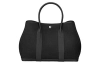 HERMES Garden Party Canvas With Leather Garden Bag Handbag Women's Ebony Black