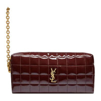 SAINT LAURENT CASSANDRE Polyurethane Clutch Small Size Women's Dark Red Wine Color