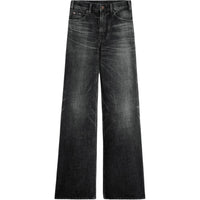 CELINE Flared Surf Jeans In Black Ice Rinse Denim