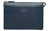 PRADA Saffiano Leather Clutch Men's Blue