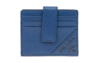 PRADA Cow Leather Card Holder Men's Blue