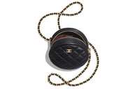 CHANEL Sheepskin Round Bag, Chain Bag, Shoulder Bag Women's Black