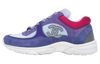 CHANEL Low Top Trainer Cc Ivory Blue Women's