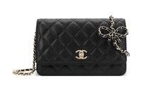 CHANEL Grained Calfskin Shoulder Bag Crossbody Bag Wallet Women's Black