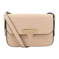 PRADA Leather Crossbody Bag Shoulder Bag Women's Beige